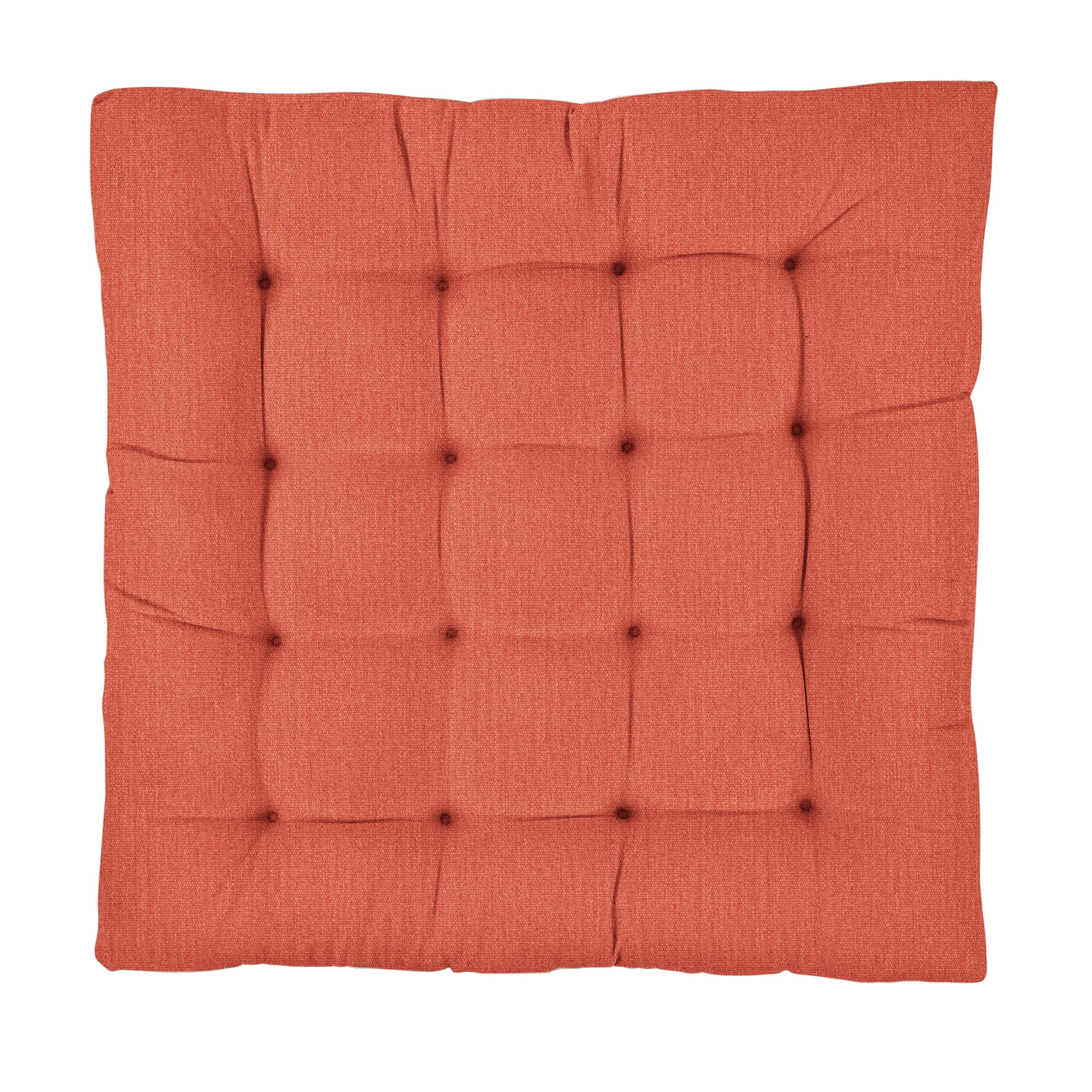 Sorra Home Large Sunbrella Square Tufted Floor Pillow with Handle 40 in x 40 in x 5 Canvas Navy